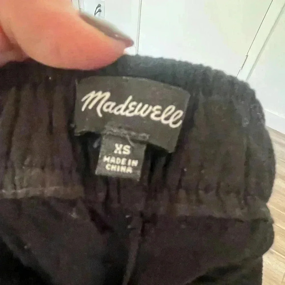 Madewell Parker Crepe Crinkle Straight Ankle Flowy Pants Black, Size XS - Picture 4 of 5